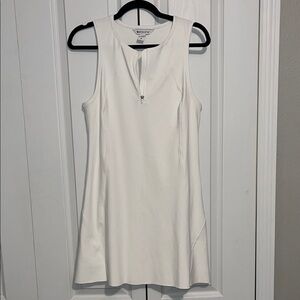 Athleta White Sleeveless Zip-Front Mini Dress